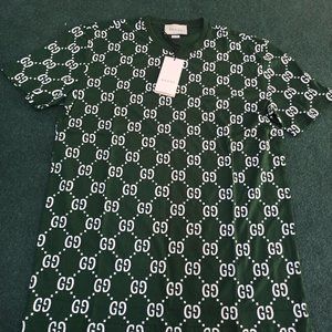 Gucci Shirts - Gucci Green Color Monogram Logo Cotton Gucci Shirts - Gucci Green Color Monogram Logo Cotton